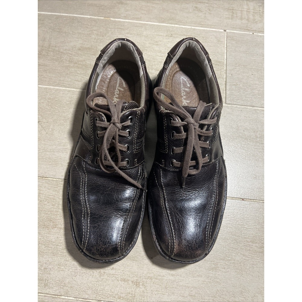 Clarks Mens Brown Leather Lace Up Oxford Shoes Comfort Casual Dress Shoes‎